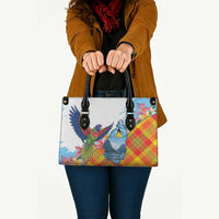 Saint Lucia Independence Day Leather Bag Saint Lucian Map Pitons Madras Pattern