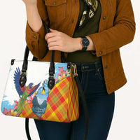 Saint Lucia Independence Day Leather Bag Saint Lucian Map Pitons Madras Pattern