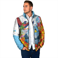 Saint Lucia Independence Day Padded Jacket Saint Lucian Map Pitons Madras Pattern
