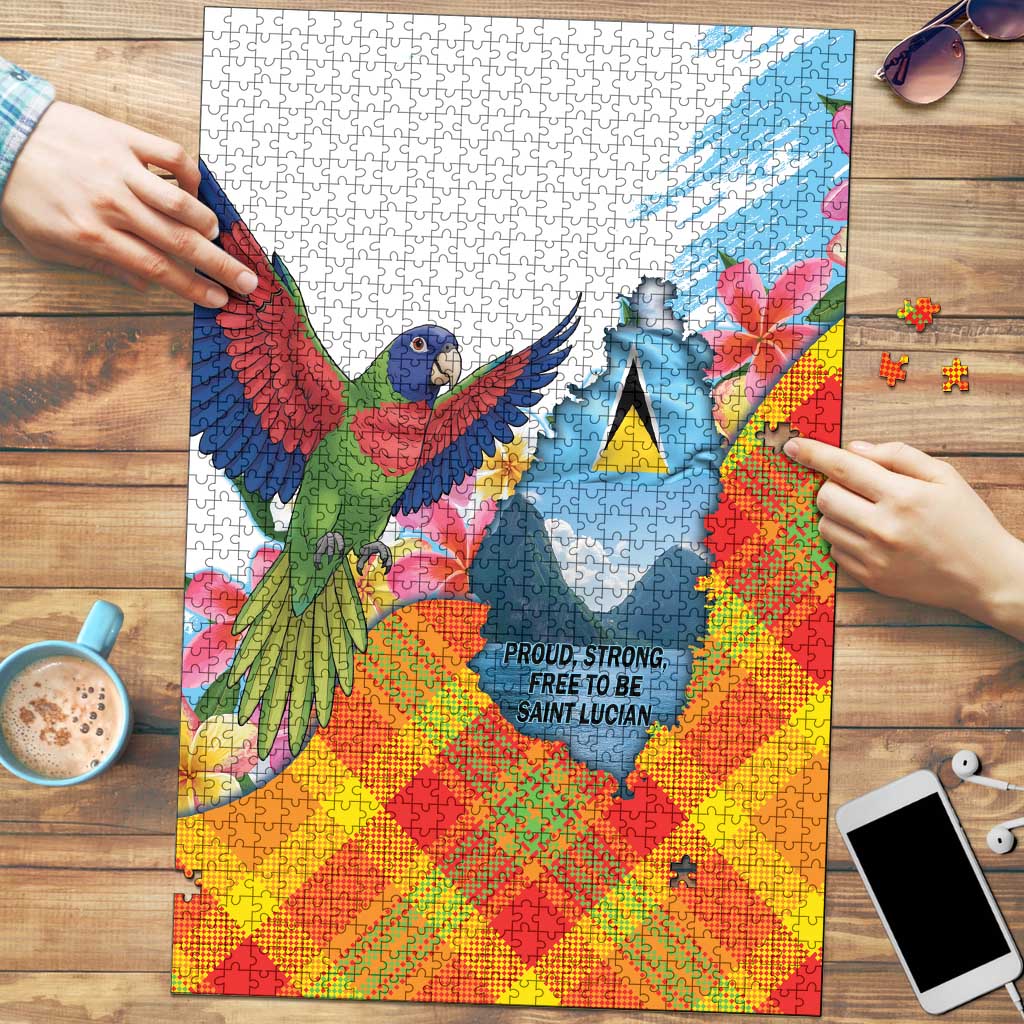 Saint Lucia Independence Day Puzzle Saint Lucian Map Pitons Madras Pattern