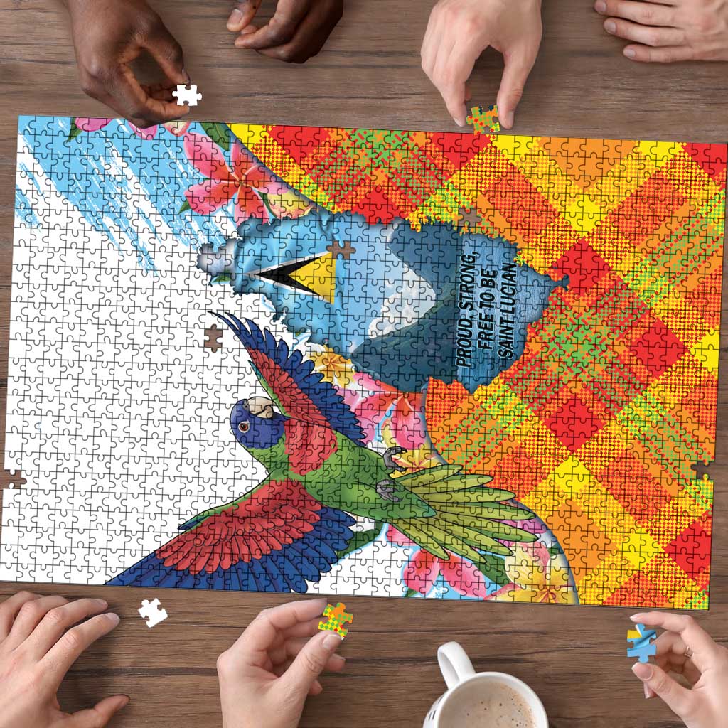Saint Lucia Independence Day Puzzle Saint Lucian Map Pitons Madras Pattern