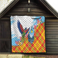 Saint Lucia Independence Day Quilt Saint Lucian Map Pitons Madras Pattern