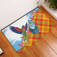 Saint Lucia Independence Day Rubber Doormat Saint Lucian Map Pitons Madras Pattern