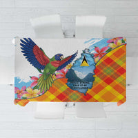 Saint Lucia Independence Day Tablecloth Saint Lucian Map Pitons Madras Pattern