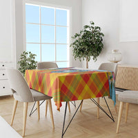 Saint Lucia Independence Day Tablecloth Saint Lucian Map Pitons Madras Pattern