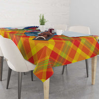 Saint Lucia Independence Day Tablecloth Saint Lucian Map Pitons Madras Pattern