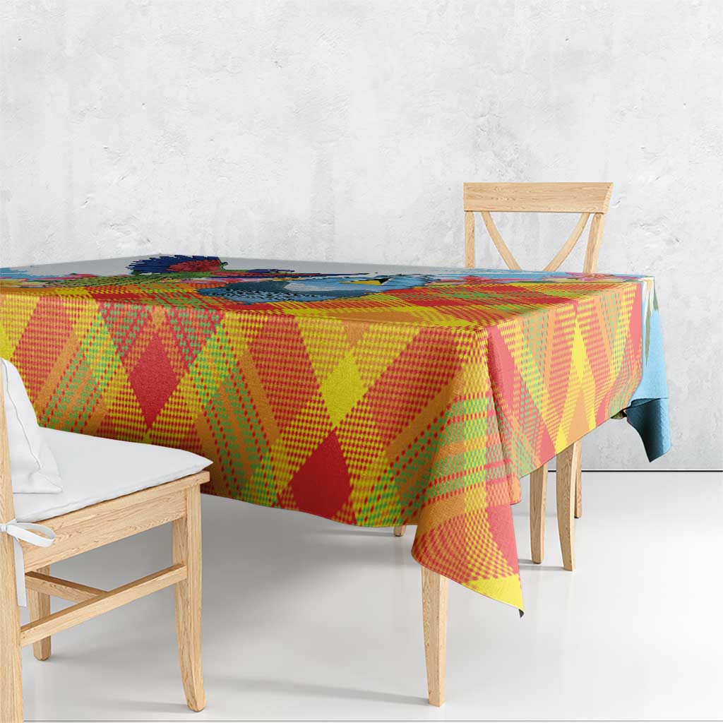 Saint Lucia Independence Day Tablecloth Saint Lucian Map Pitons Madras Pattern