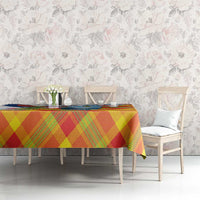 Saint Lucia Independence Day Tablecloth Saint Lucian Map Pitons Madras Pattern