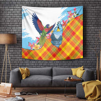 Saint Lucia Independence Day Tapestry Saint Lucian Map Pitons Madras Pattern