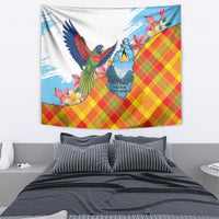 Saint Lucia Independence Day Tapestry Saint Lucian Map Pitons Madras Pattern