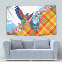 Saint Lucia Independence Day Tapestry Saint Lucian Map Pitons Madras Pattern