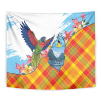 Saint Lucia Independence Day Tapestry Saint Lucian Map Pitons Madras Pattern