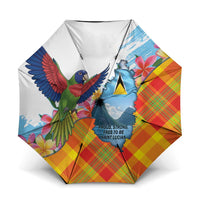 Saint Lucia Independence Day Umbrella Saint Lucian Map Pitons Madras Pattern