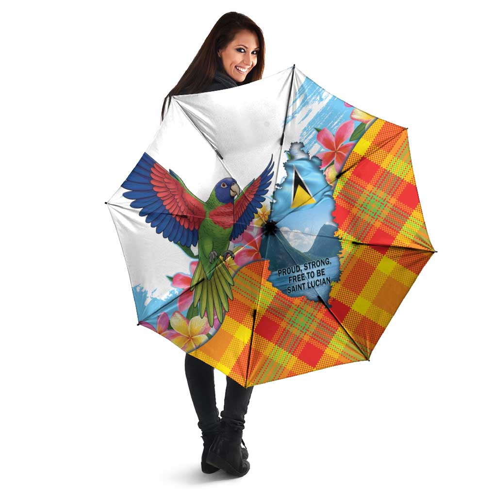 Saint Lucia Independence Day Umbrella Saint Lucian Map Pitons Madras Pattern