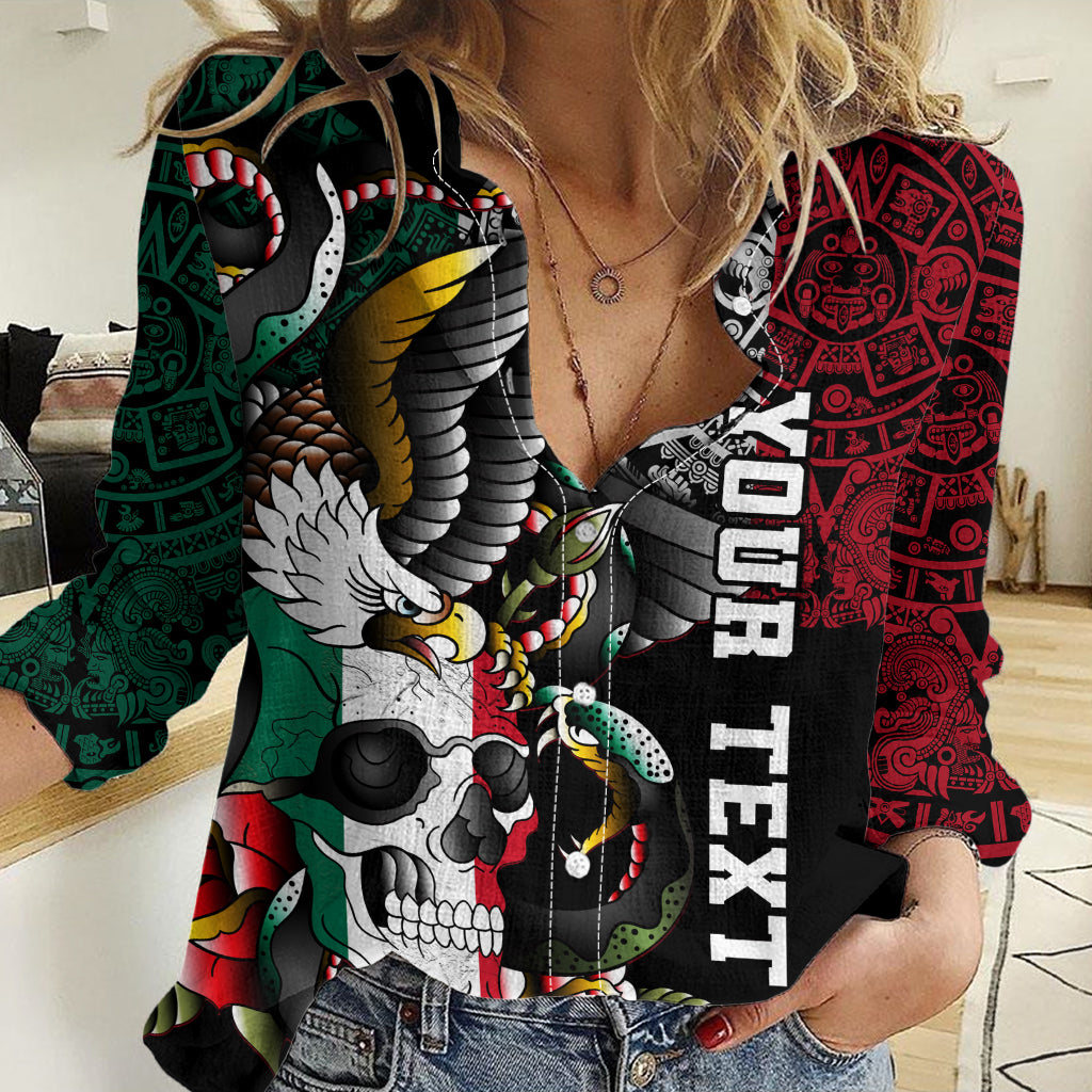 (Custom Personalised) Mexico Women Casual Shirt Mexican Skull Eagle With Angry Snake LT14