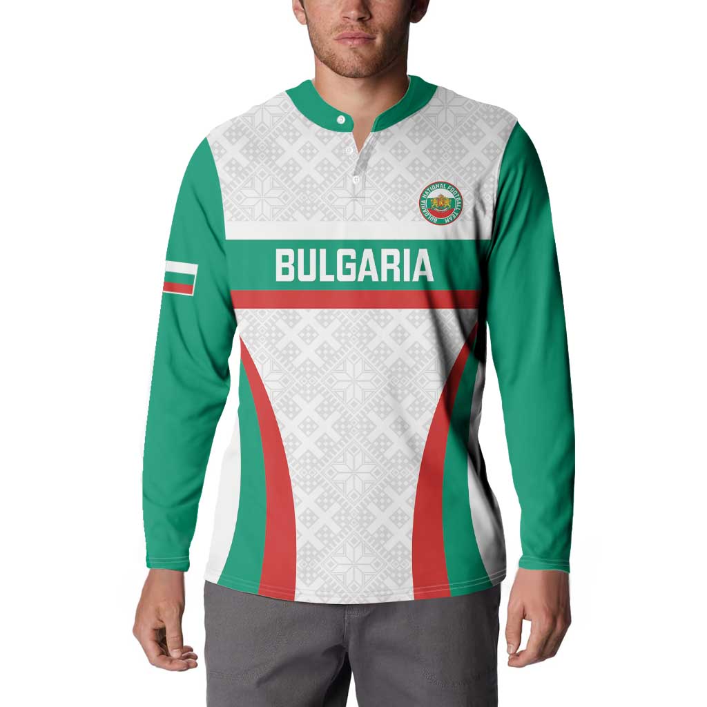 Custom Bulgaria Football Button Sweatshirt Bulgarian Pattern Sporty Style
