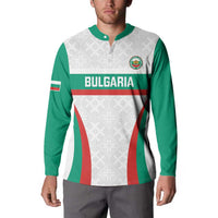 Custom Bulgaria Football Button Sweatshirt Bulgarian Pattern Sporty Style