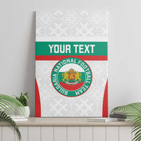 Bulgaria football canvas wall art, custom text over green/red bands, round crest on white patterned canvas