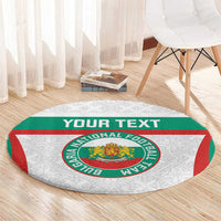 Round Bulgaria football rug with crest and green/red stripe band, white patterned center