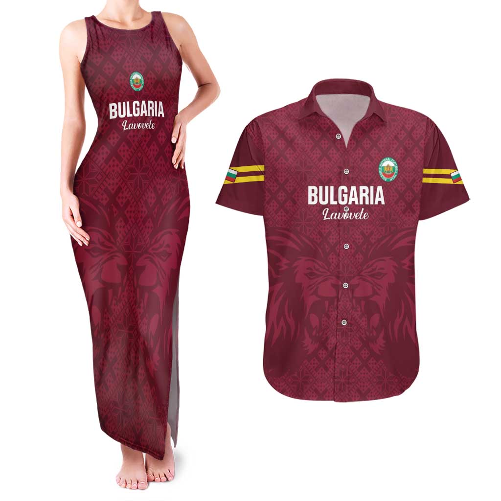 Custom Bulgaria Football Couples Matching Tank Maxi Dress and Hawaiian Shirt Go Lavovete Bulgarian Pattern