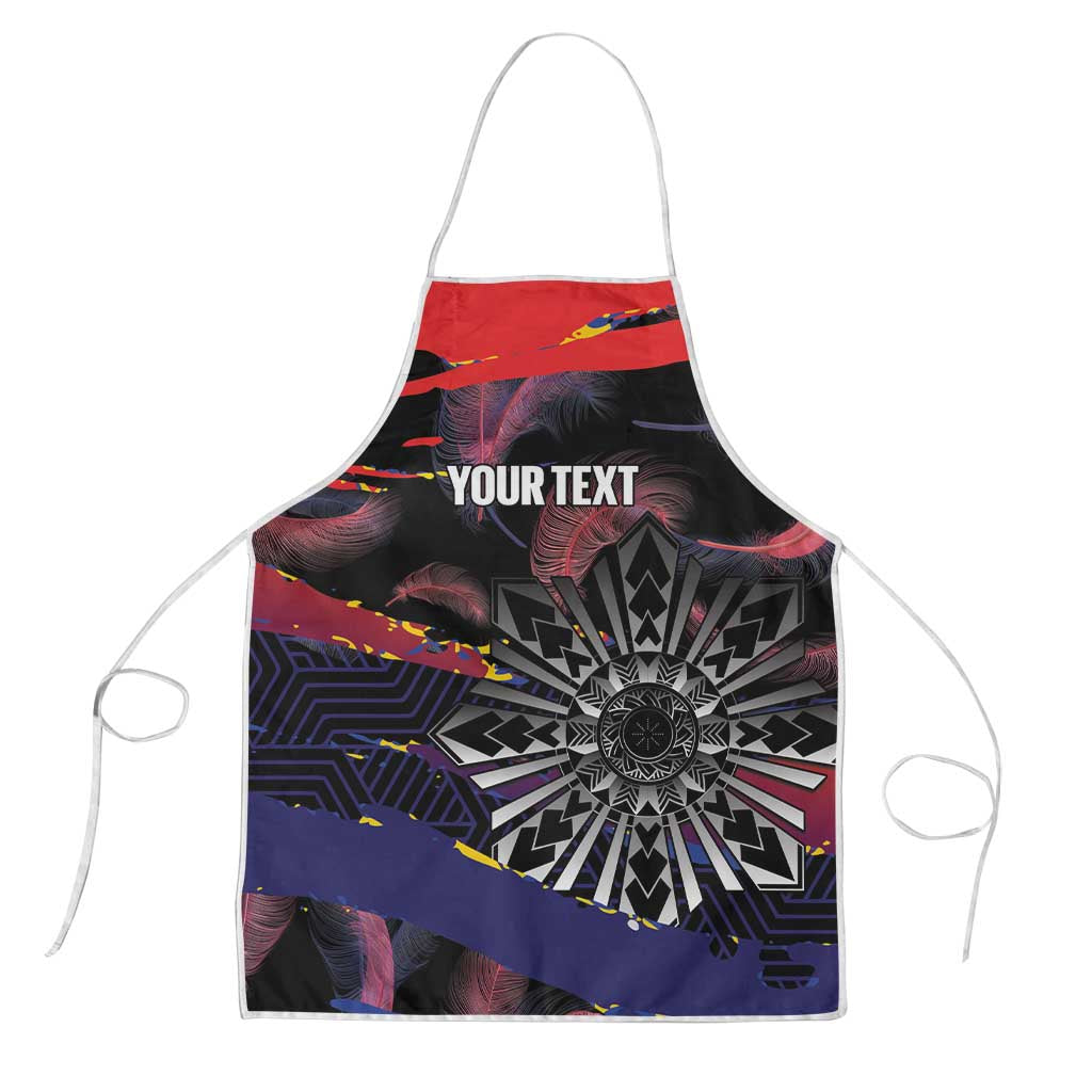 Personalised Philippines Sun Tattoo Apron Feathers Filipinas Grunge Style Black