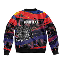 Personalised Philippines Sun Tattoo Bomber Jacket Feathers Filipinas Grunge Style Black