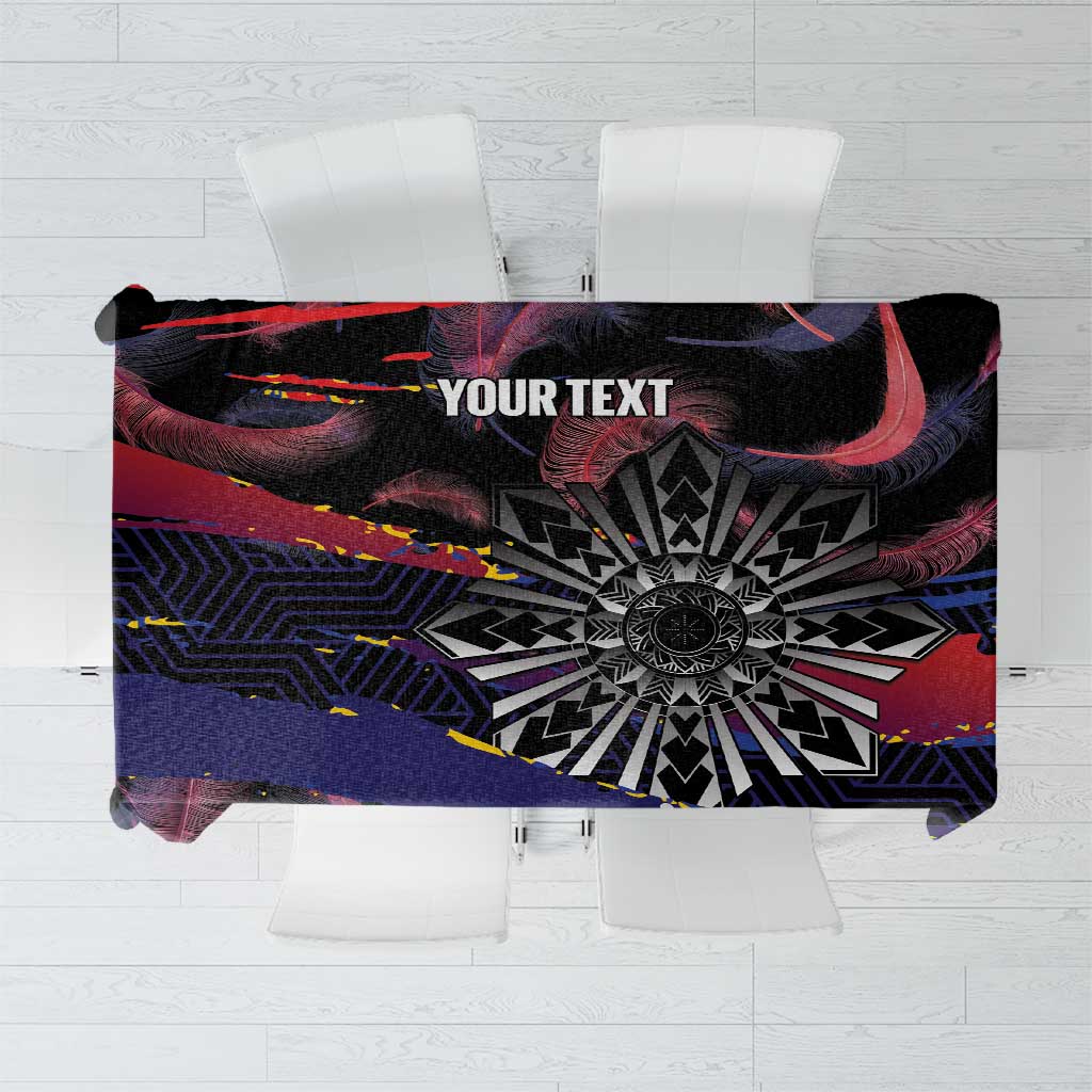 Personalised Philippines Sun Tattoo Tablecloth Feathers Filipinas Grunge Style Black