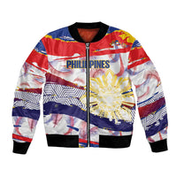 Personalised Philippines Sun Tattoo Bomber Jacket Feathers Filipinas Grunge Style White