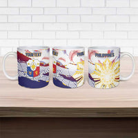 Personalised Philippines Sun Tattoo Ceramic Mug Feathers Filipinas Grunge Style White