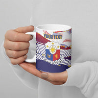 Personalised Philippines Sun Tattoo Ceramic Mug Feathers Filipinas Grunge Style White
