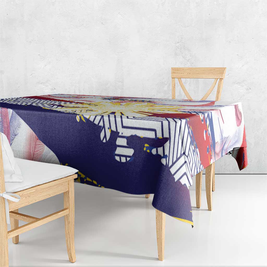 Personalised Philippines Sun Tattoo Tablecloth Feathers Filipinas Grunge Style White