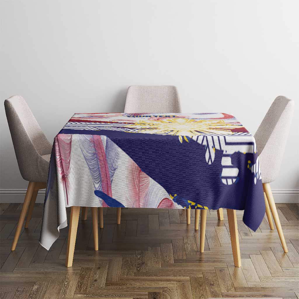 Personalised Philippines Sun Tattoo Tablecloth Feathers Filipinas Grunge Style White