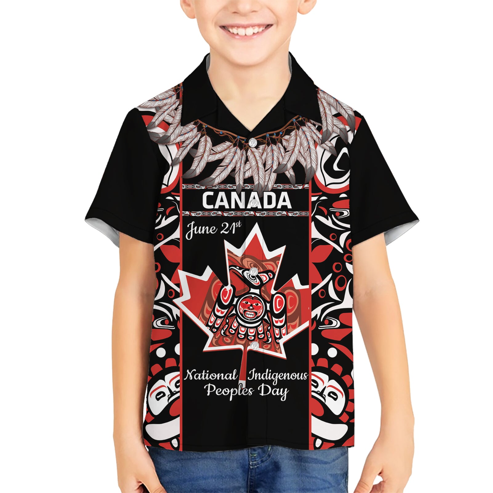 Canada National Aboriginal Day Kid Hawaiian Shirt Canadian Indigenous Haida - Wonder Print Shop