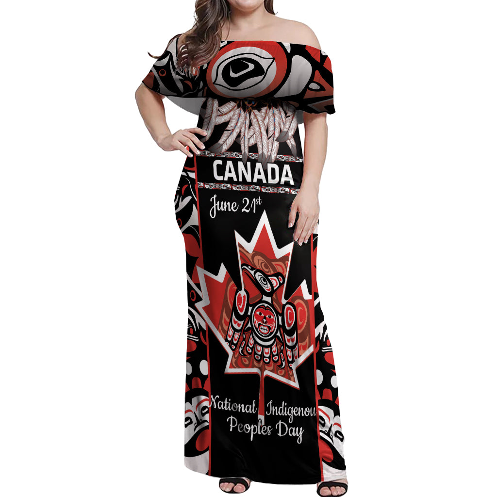 Canada National Aboriginal Day Off Shoulder Maxi Dress Canadian Indigenous Haida - Wonder Print Shop