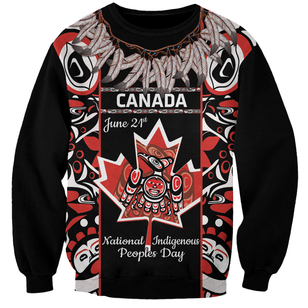 Unisex black sweatshirt with red Canada graphic and June 21 date front print