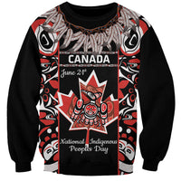 Unisex black sweatshirt with red Canada graphic and June 21 date front print
