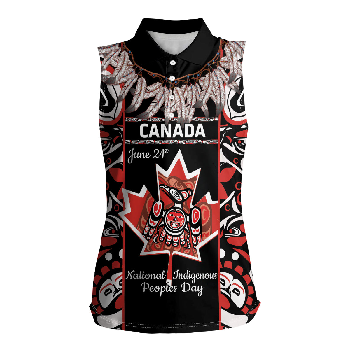 Canada National Aboriginal Day Women Sleeveless Polo Shirt Canadian Indigenous Haida