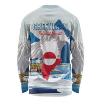 Light gray long-sleeve shirt, back print with Greenland map and red circle flag