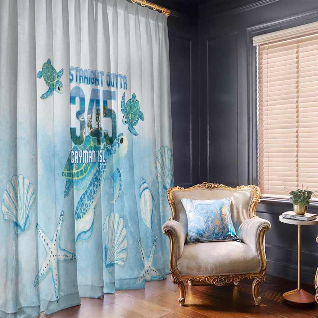 Cayman Islands 345 Window Curtain Sea Turtle Watercolor Style