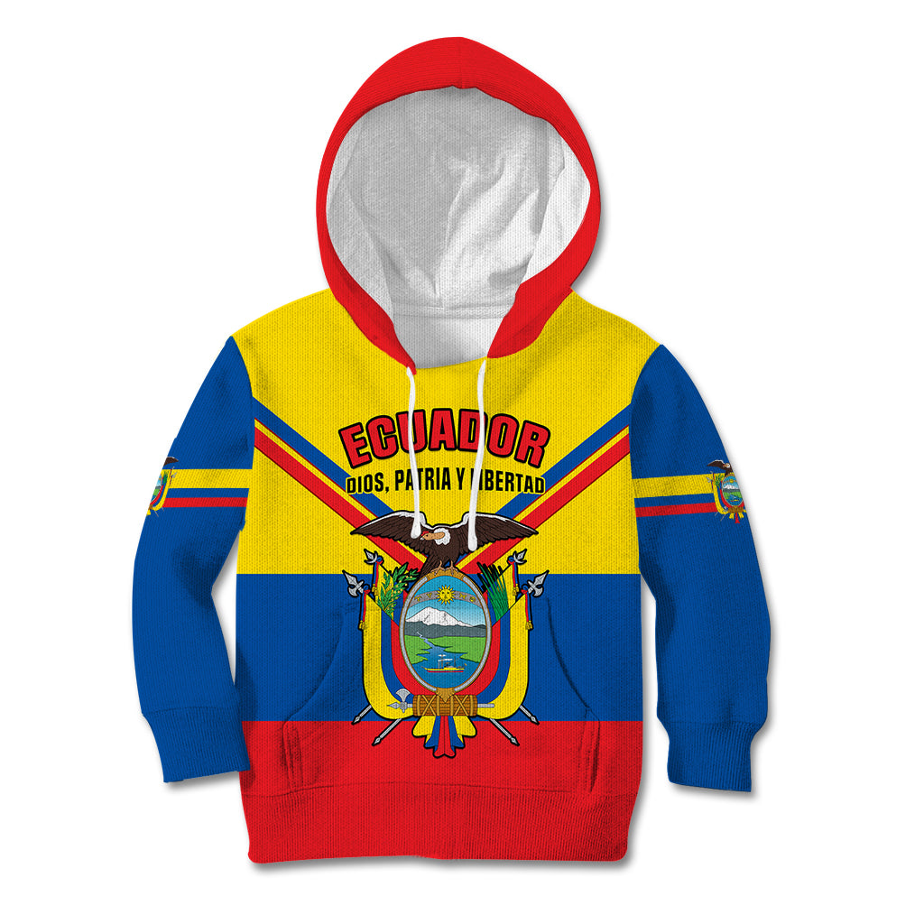 Ecuador Kid Hoodie Ecuadorian Coat Of Arms Yellow Version - Wonder Print Shop