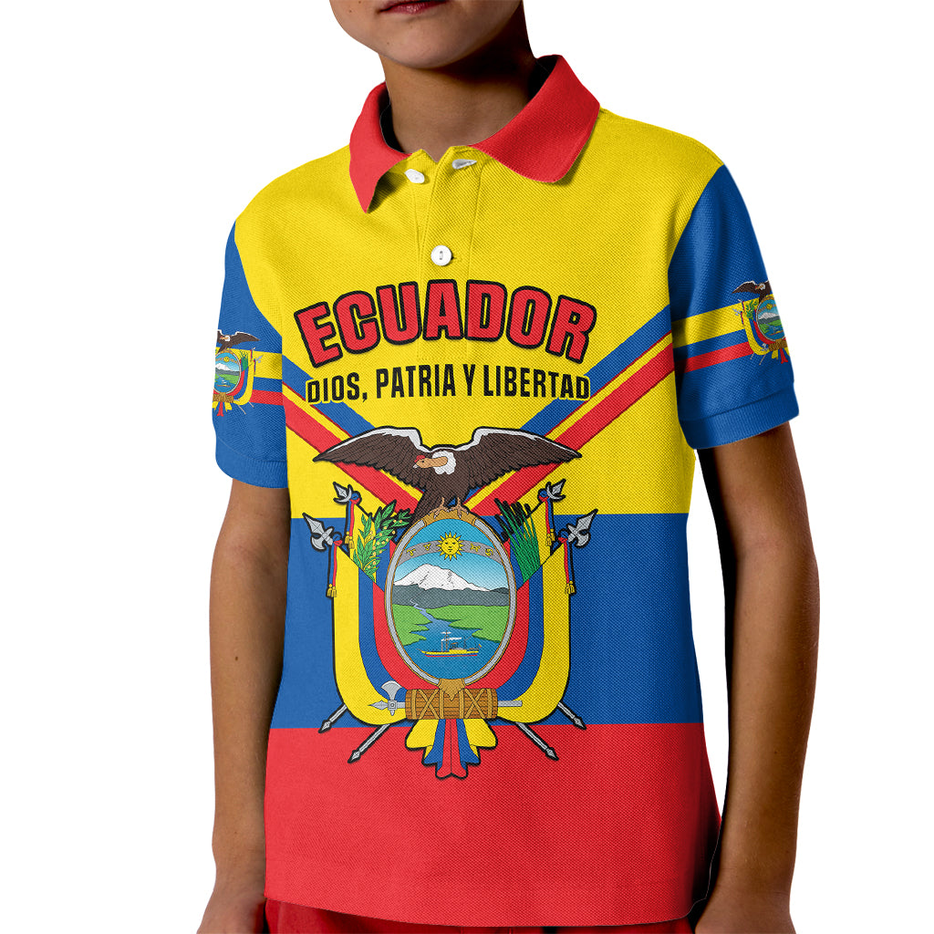 Ecuador Kid Polo Shirt Ecuadorian Coat Of Arms Yellow Version - Wonder Print Shop