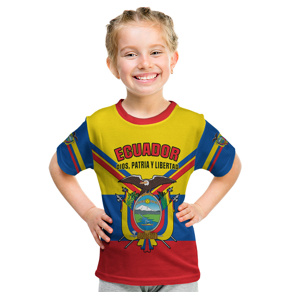 Ecuador Kid T Shirt Ecuadorian Coat Of Arms Yellow Version - Wonder Print Shop