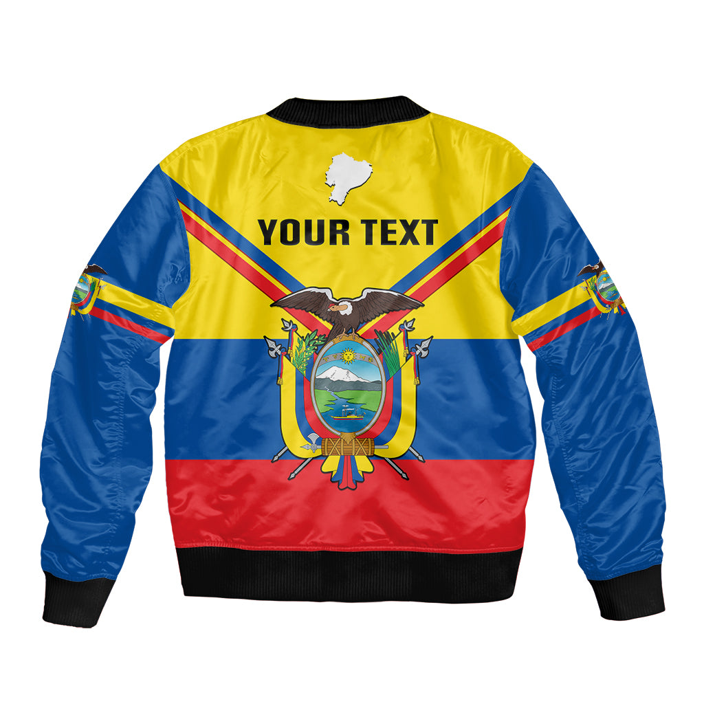 Yellow, blue and red bomber jacket with back custom text and coat of arms crest