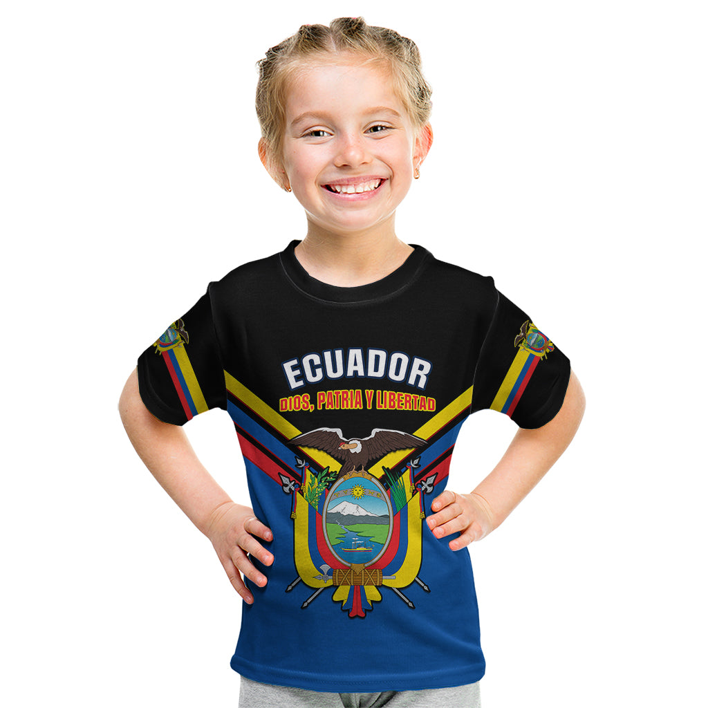 Ecuador Kid T Shirt Ecuadorian Coat Of Arms Black Version - Wonder Print Shop