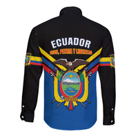 Black long-sleeve button shirt with Ecuador crest graphic on back