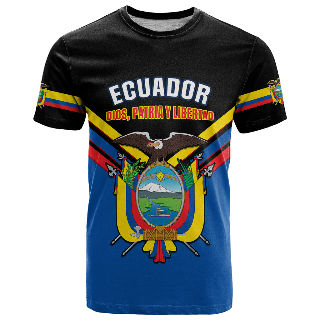 Ecuador T Shirt Ecuadorian Coat Of Arms Black Version - Wonder Print Shop