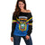 Personalised Ecuador Off Shoulder Sweater Ecuadorian Coat Of Arms Black Version - Wonder Print Shop