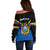 Personalised Ecuador Off Shoulder Sweater Ecuadorian Coat Of Arms Black Version - Wonder Print Shop