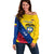 Personalised Colombia Off Shoulder Sweater Colombian Coat Of Arms With Andean Condor - Wonder Print Shop