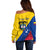 Personalised Colombia Off Shoulder Sweater Colombian Coat Of Arms With Andean Condor - Wonder Print Shop